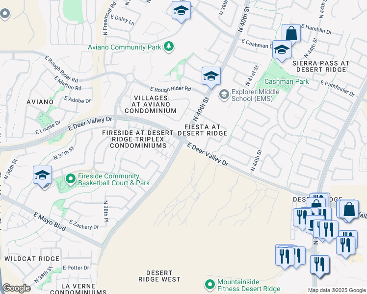 map of restaurants, bars, coffee shops, grocery stores, and more near 4011 East Deer Valley Drive in Phoenix