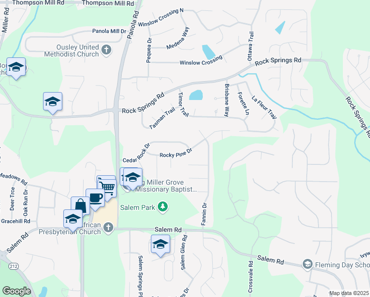 map of restaurants, bars, coffee shops, grocery stores, and more near 5399 Cedar Rock Drive in Lithonia