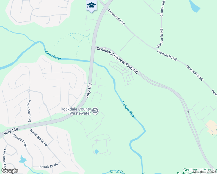 map of restaurants, bars, coffee shops, grocery stores, and more near 1622 Riverside Trail Northeast in Conyers
