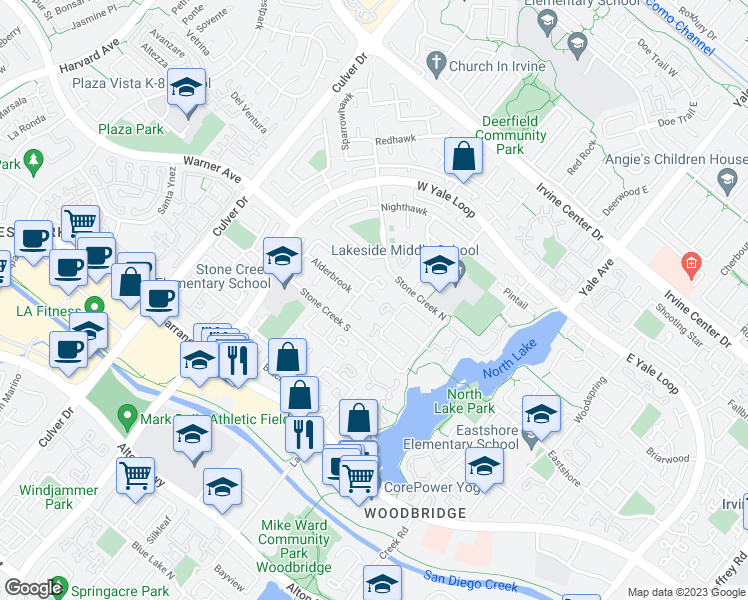 map of restaurants, bars, coffee shops, grocery stores, and more near 34 Wetstone in Irvine