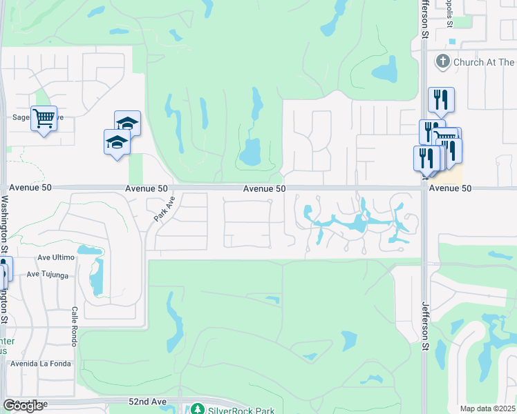 map of restaurants, bars, coffee shops, grocery stores, and more near 50225 Woodmere in La Quinta