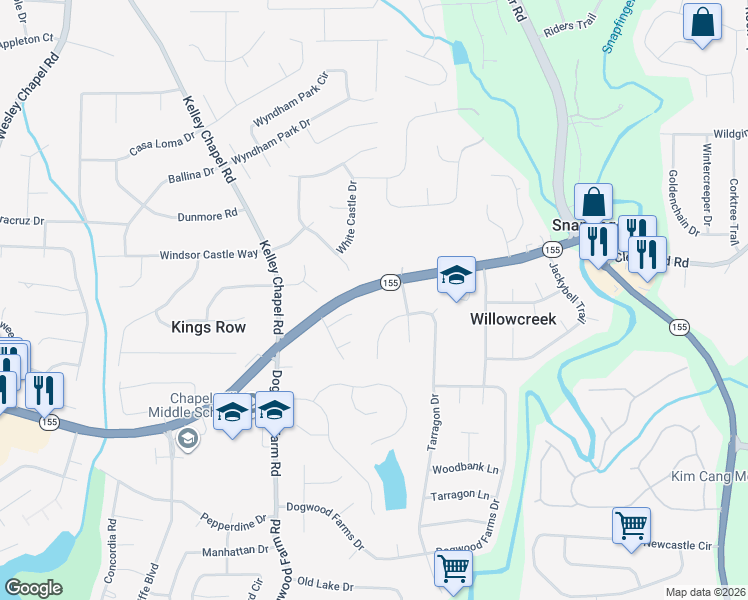 map of restaurants, bars, coffee shops, grocery stores, and more near 4335 Dogwood Trail in Decatur