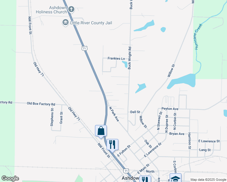 map of restaurants, bars, coffee shops, grocery stores, and more near 2316 Constitution Avenue in Ashdown