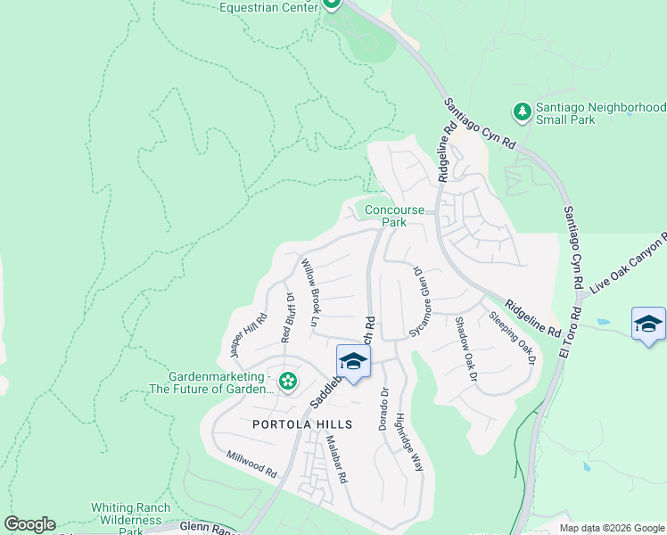map of restaurants, bars, coffee shops, grocery stores, and more near 28552 Camelback Road in Trabuco Canyon