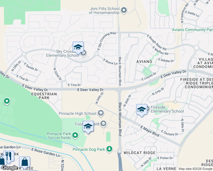 map of restaurants, bars, coffee shops, grocery stores, and more near 3533 East Tina Drive in Phoenix