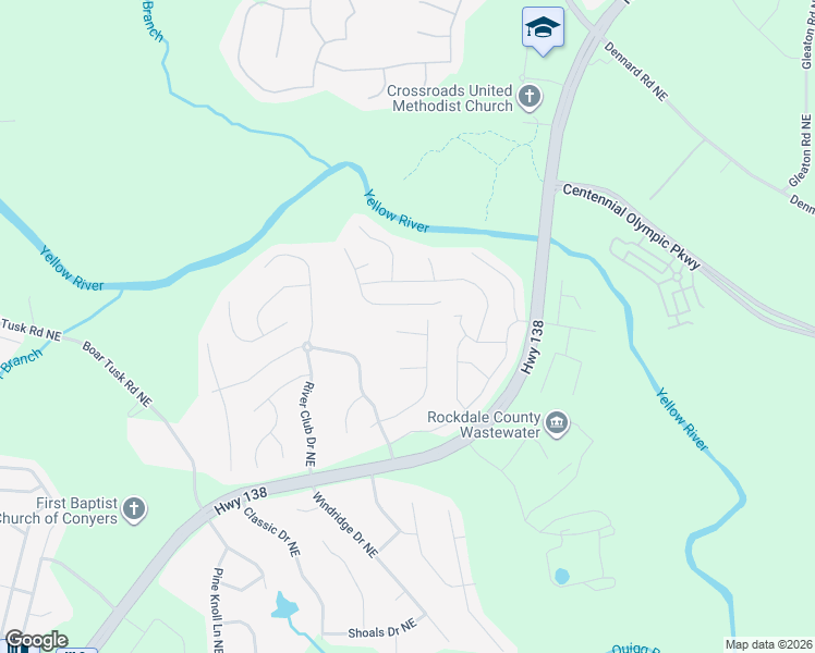map of restaurants, bars, coffee shops, grocery stores, and more near 2391 Corigan Circle Northeast in Conyers