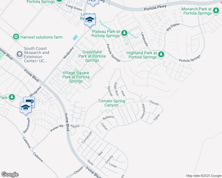 map of restaurants, bars, coffee shops, grocery stores, and more near 90 Spacial in Irvine