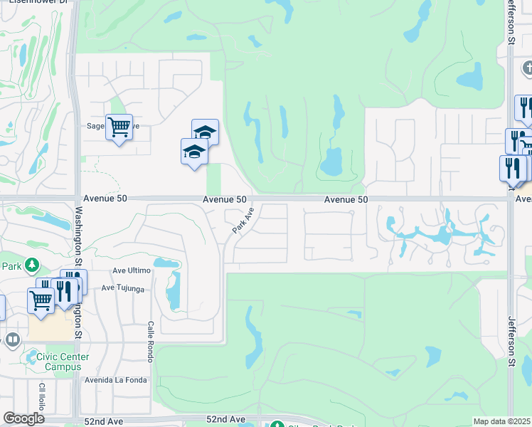 map of restaurants, bars, coffee shops, grocery stores, and more near 79160 Fox Run in La Quinta