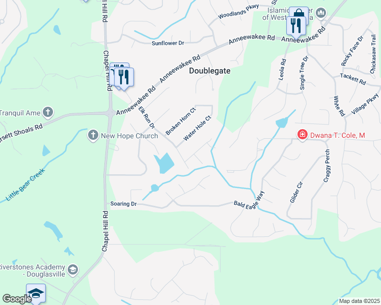 map of restaurants, bars, coffee shops, grocery stores, and more near 4072 Staghorn Court in Douglasville