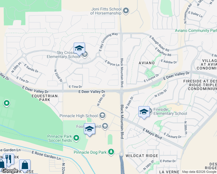 map of restaurants, bars, coffee shops, grocery stores, and more near 3533 East Tina Drive in Phoenix