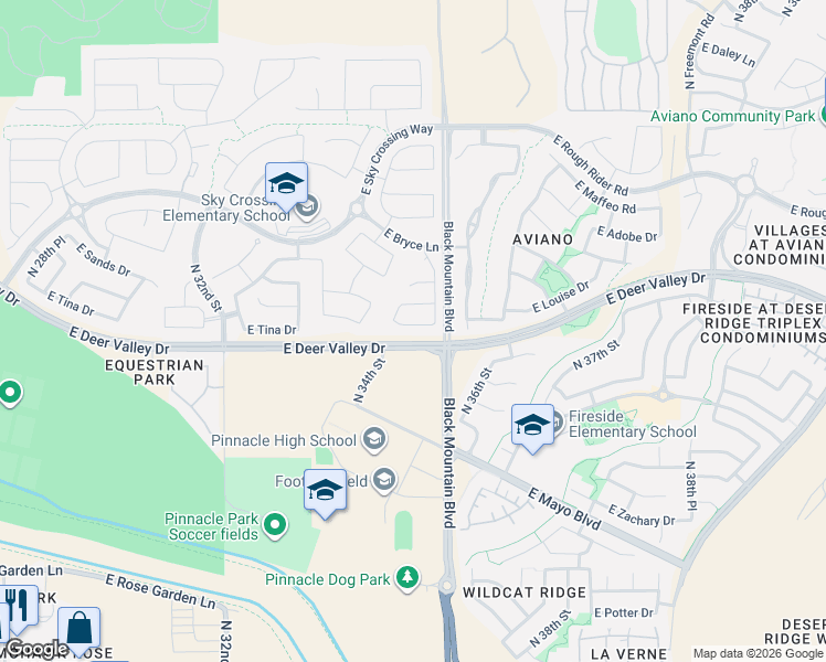 map of restaurants, bars, coffee shops, grocery stores, and more near 3533 East Tina Drive in Phoenix