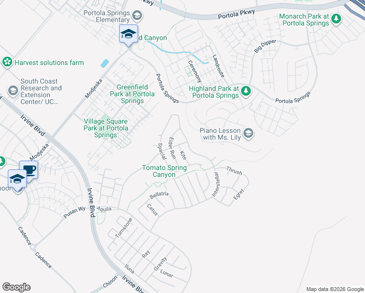 map of restaurants, bars, coffee shops, grocery stores, and more near 67 Kite in Irvine