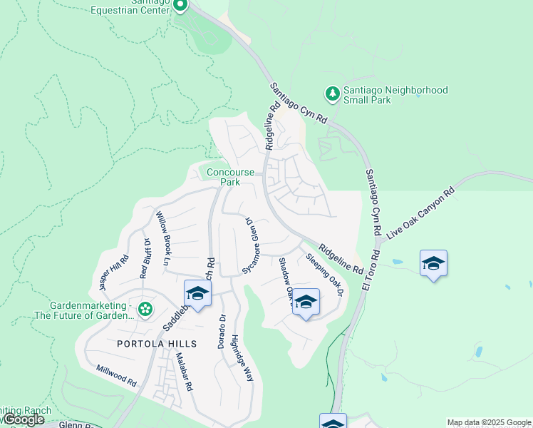 map of restaurants, bars, coffee shops, grocery stores, and more near 28855 Woodspring Circle in Trabuco Canyon