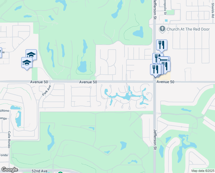 map of restaurants, bars, coffee shops, grocery stores, and more near 50015 Vía Puente in La Quinta