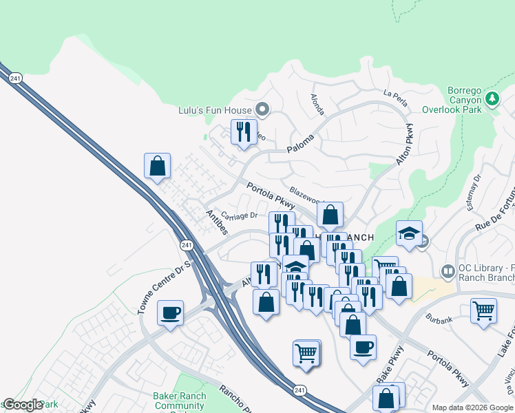 map of restaurants, bars, coffee shops, grocery stores, and more near 18 Cagney in Lake Forest