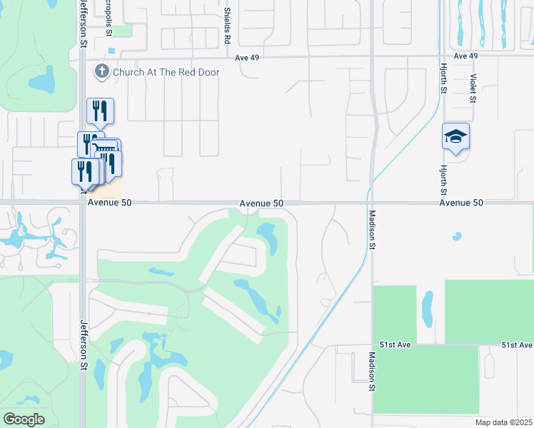 map of restaurants, bars, coffee shops, grocery stores, and more near 50055 El Dorado Drive in La Quinta