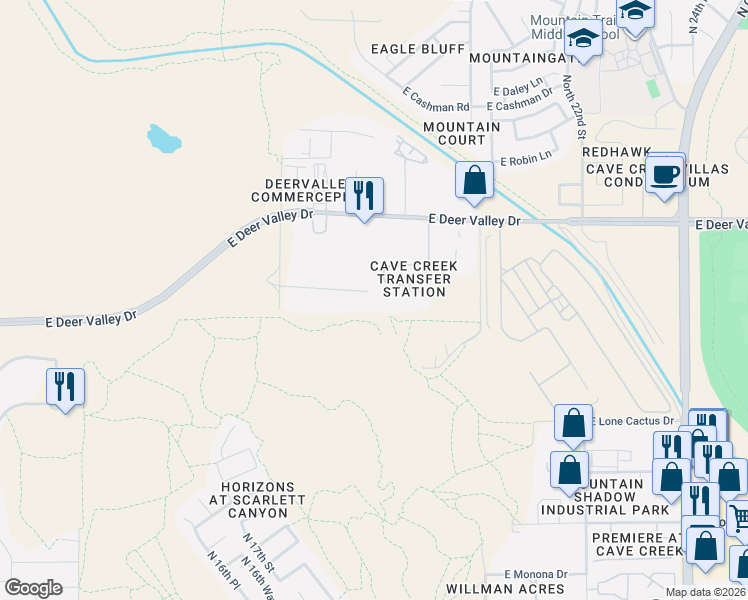 map of restaurants, bars, coffee shops, grocery stores, and more near 1855 E Deer Valley Rd in Phoenix