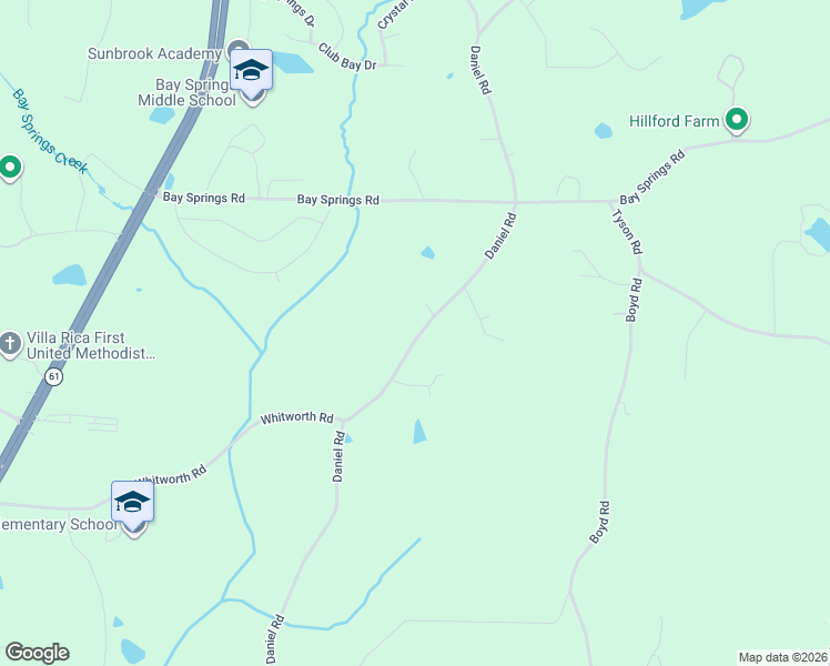 map of restaurants, bars, coffee shops, grocery stores, and more near 1700 Daniel Road in Villa Rica