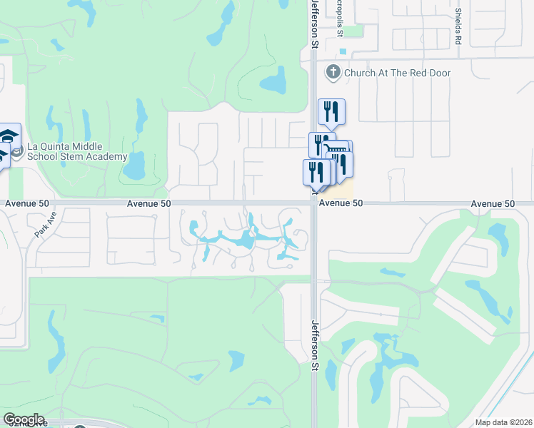 map of restaurants, bars, coffee shops, grocery stores, and more near 50050 Camino Privado in La Quinta