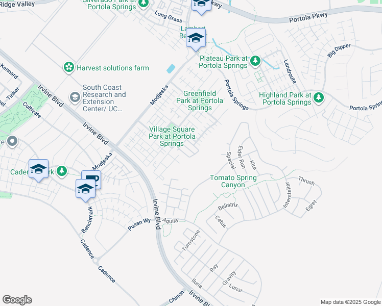 map of restaurants, bars, coffee shops, grocery stores, and more near 106 Leafy Twig in Irvine