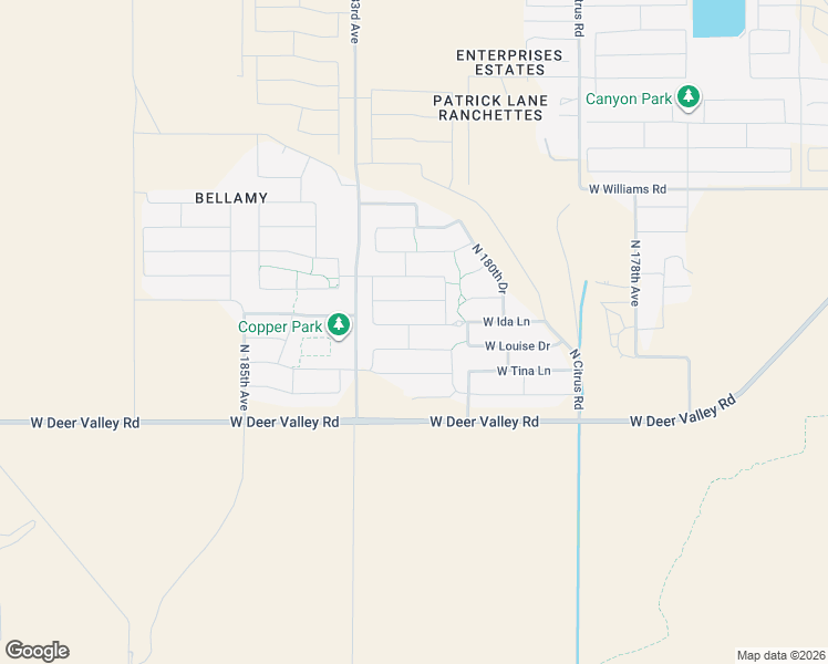 map of restaurants, bars, coffee shops, grocery stores, and more near 18198 West Ida Lane in Surprise
