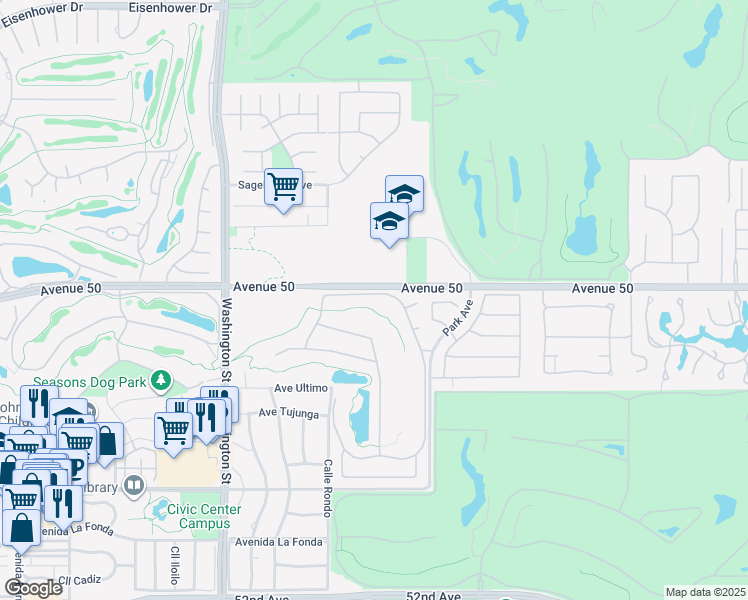 map of restaurants, bars, coffee shops, grocery stores, and more near 78845 Grand Traverse Avenue in La Quinta