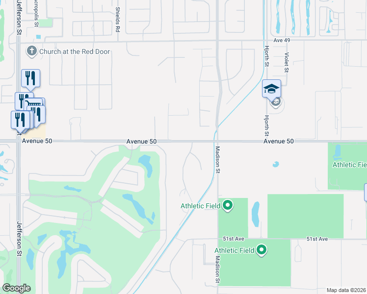map of restaurants, bars, coffee shops, grocery stores, and more near 50175 Vista Montana Road in La Quinta
