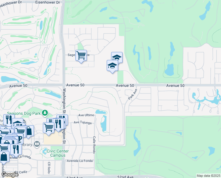 map of restaurants, bars, coffee shops, grocery stores, and more near 78865 Grand Traverse Avenue in La Quinta