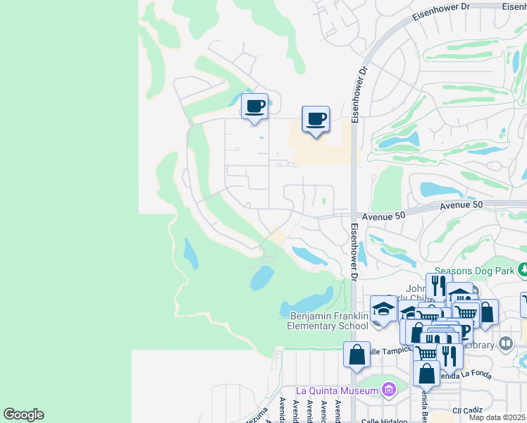 map of restaurants, bars, coffee shops, grocery stores, and more near 50006 Calle Rosarita in La Quinta