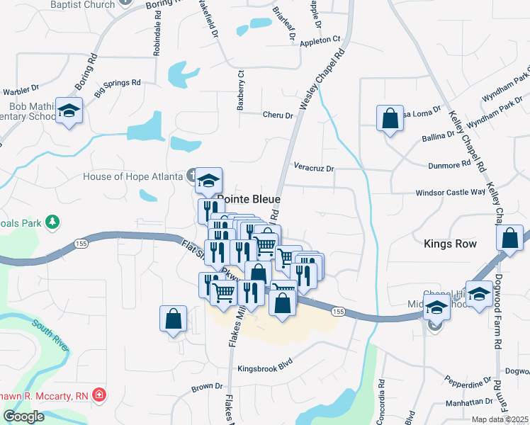 map of restaurants, bars, coffee shops, grocery stores, and more near 3501 Wesley Chapel Road in Decatur
