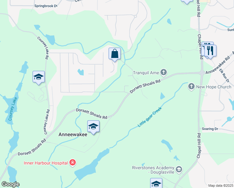 map of restaurants, bars, coffee shops, grocery stores, and more near 4630 Smokestone Drive in Douglasville