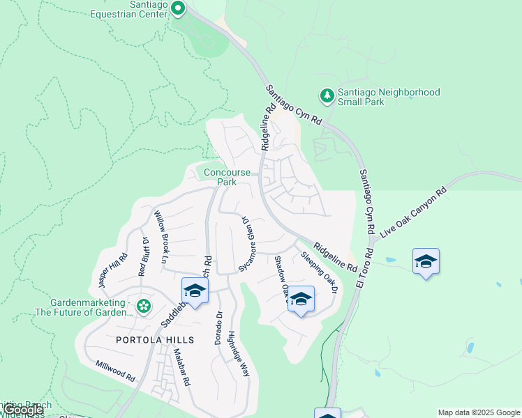 map of restaurants, bars, coffee shops, grocery stores, and more near 28855 Woodspring Circle in Trabuco Canyon