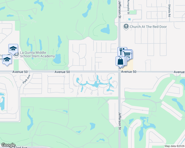 map of restaurants, bars, coffee shops, grocery stores, and more near 50025 Vía Aldea in La Quinta