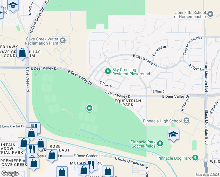 map of restaurants, bars, coffee shops, grocery stores, and more near 2936 E Tina Dr in Phoenix