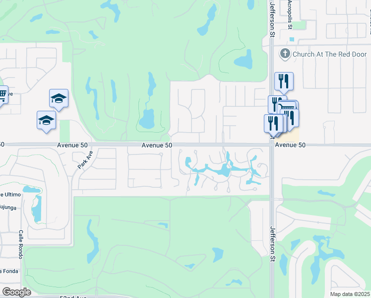 map of restaurants, bars, coffee shops, grocery stores, and more near 79510 Vía Sin Cuidado in La Quinta