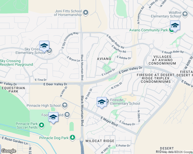 map of restaurants, bars, coffee shops, grocery stores, and more near 3253 East Louise Drive in Phoenix