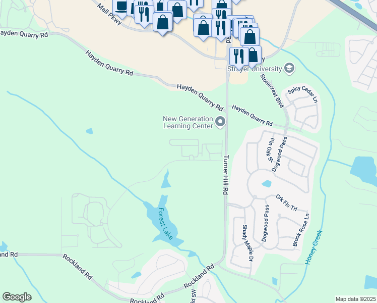 map of restaurants, bars, coffee shops, grocery stores, and more near 4202 Wesley Stonecrest Circle in Stonecrest