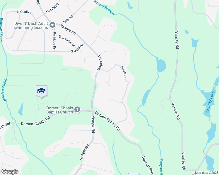 map of restaurants, bars, coffee shops, grocery stores, and more near 5533 Woodridge Lane in Douglasville