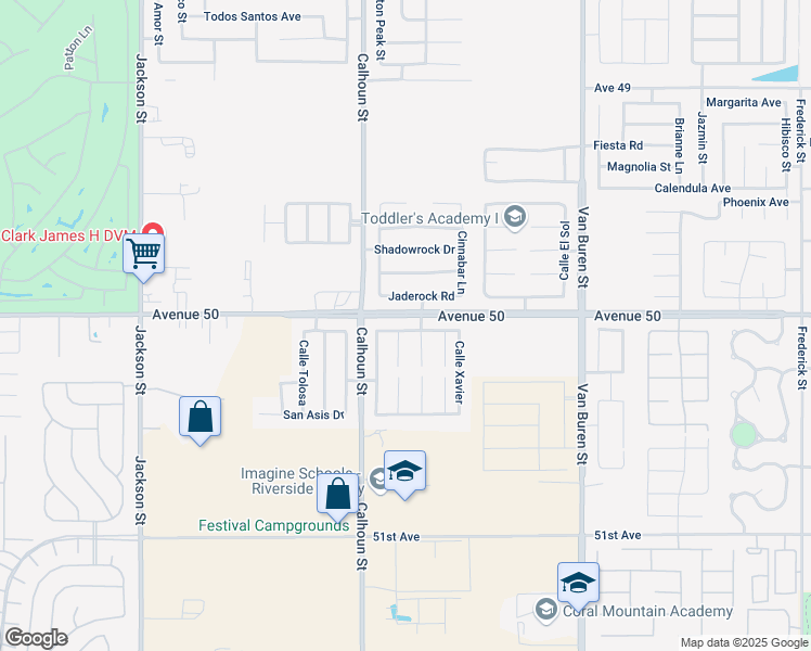 map of restaurants, bars, coffee shops, grocery stores, and more near 83536 Avenida Campanas in Coachella