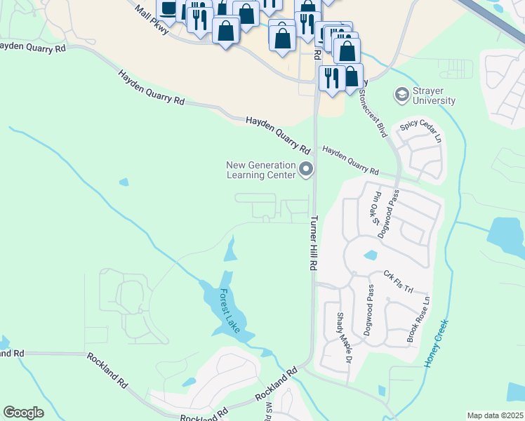 map of restaurants, bars, coffee shops, grocery stores, and more near 4202 Wesley Stonecrest Circle in Stonecrest