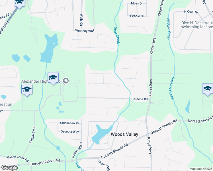 map of restaurants, bars, coffee shops, grocery stores, and more near 6290 South Skyline Drive in Douglasville