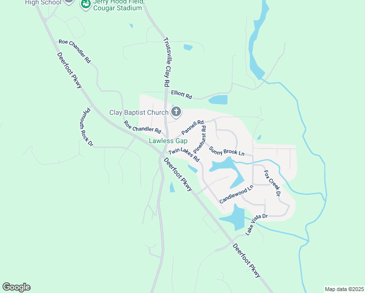 map of restaurants, bars, coffee shops, grocery stores, and more near 6889 Pannell Road in Trussville