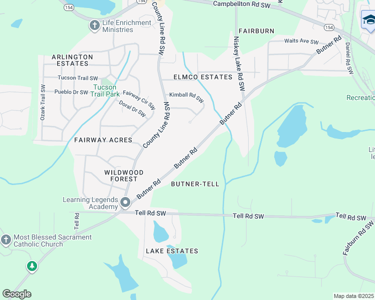 map of restaurants, bars, coffee shops, grocery stores, and more near 2583 Butner Road in Atlanta