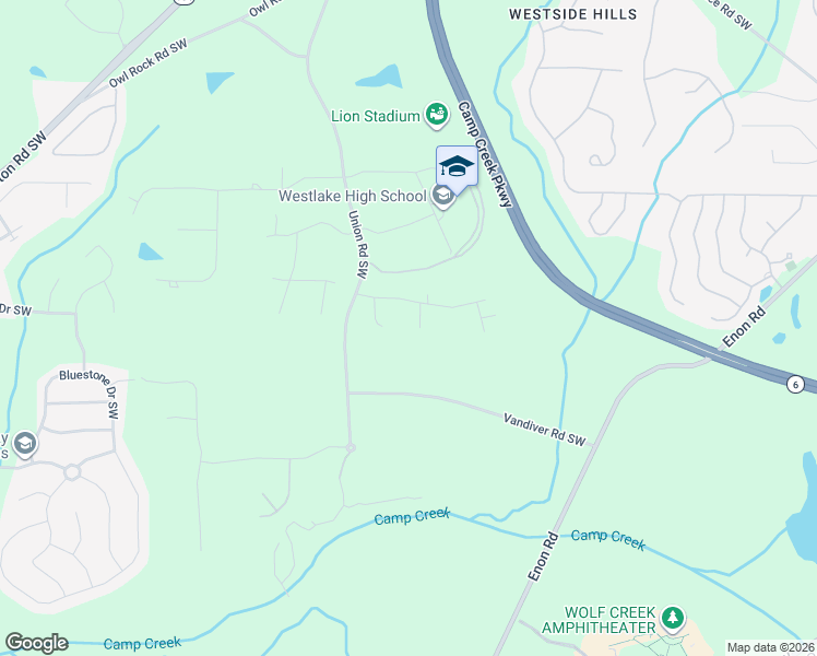map of restaurants, bars, coffee shops, grocery stores, and more near 205 Pebblecreek Place Southwest in Atlanta