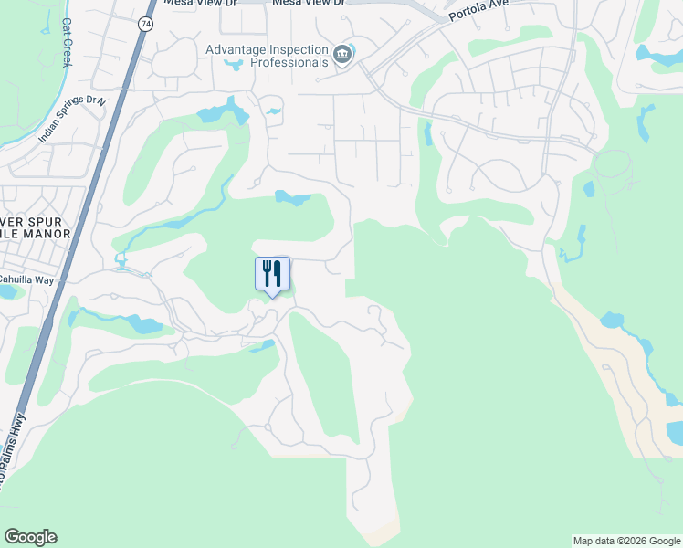 map of restaurants, bars, coffee shops, grocery stores, and more near Palm Desert Drive North in Palm Desert
