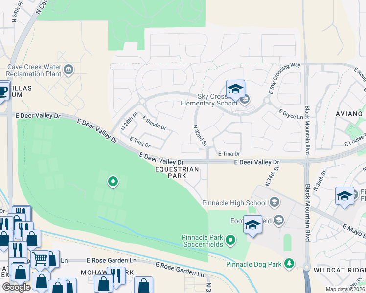 map of restaurants, bars, coffee shops, grocery stores, and more near 21918 North 31st Place in Phoenix