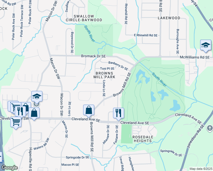 map of restaurants, bars, coffee shops, grocery stores, and more near in Atlanta