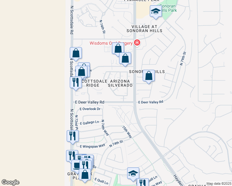 map of restaurants, bars, coffee shops, grocery stores, and more near 124 Duster Road in Scottsdale