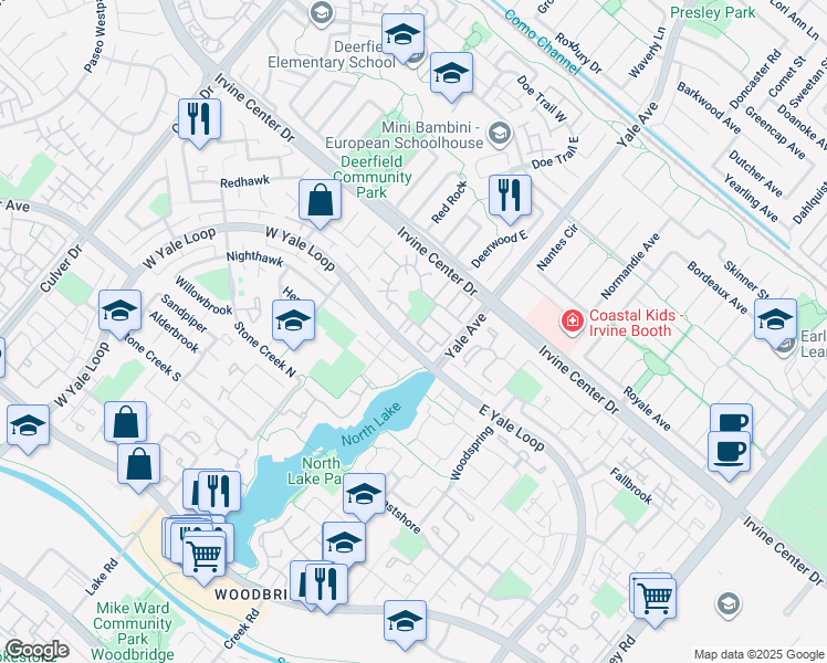 map of restaurants, bars, coffee shops, grocery stores, and more near 3 Pebblestone in Irvine
