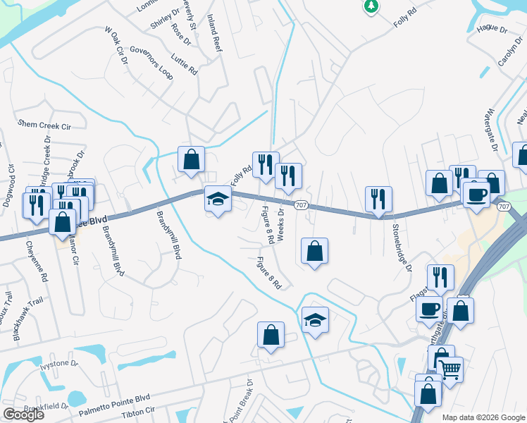 map of restaurants, bars, coffee shops, grocery stores, and more near 4077 Socastee Boulevard in Myrtle Beach